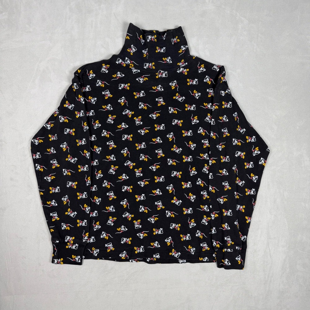 90s Womens Mickey & Co. Mickey‎ Mouse All Over Print Turtleneck Top Medium